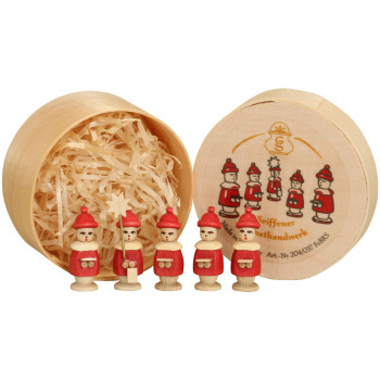 Spanschachtel - "5 Kurrendefiguren ohne Bäumchen, rot"